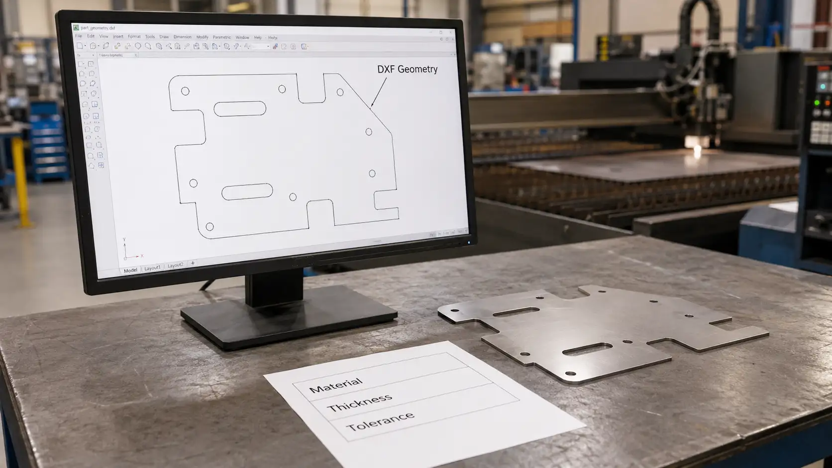 DXF-Datei für Laserschneiden und Blechfertigung