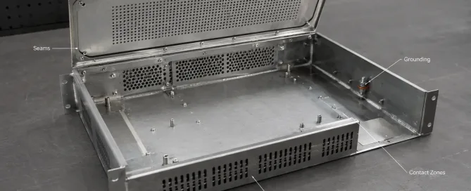 EMI-Abschirmungs-Konstruktionsmerkmale an einem kundenspezifischen Blechgehäuse