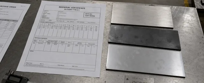 Materialzertifikat für Blech mit EN 10204 Typ 3.1 und Schmelzennummern-Rückverfolgbarkeit
