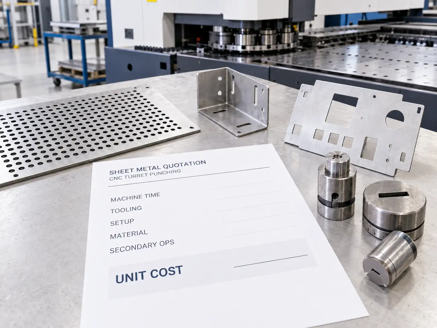 CNC-Revolverstanzen Kostenfaktoren einschließlich Werkzeugrüstung und Maschinenzeit
