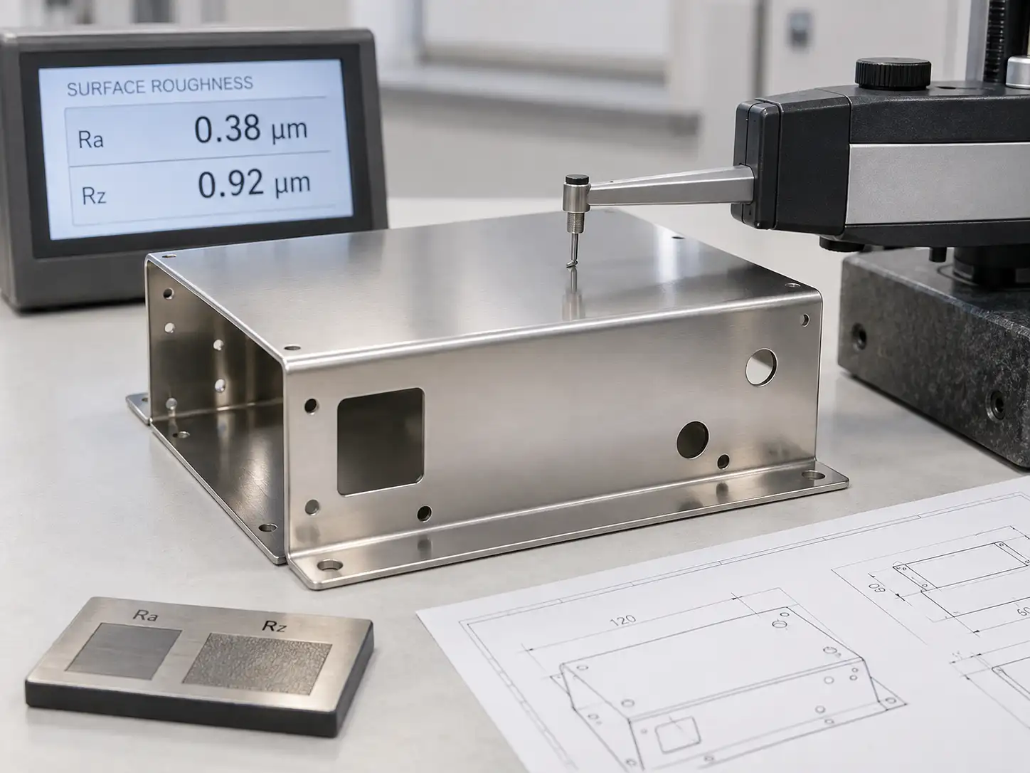Rauheitsprüfung der Oberfläche elektropolierter Bleche mit Profilometer