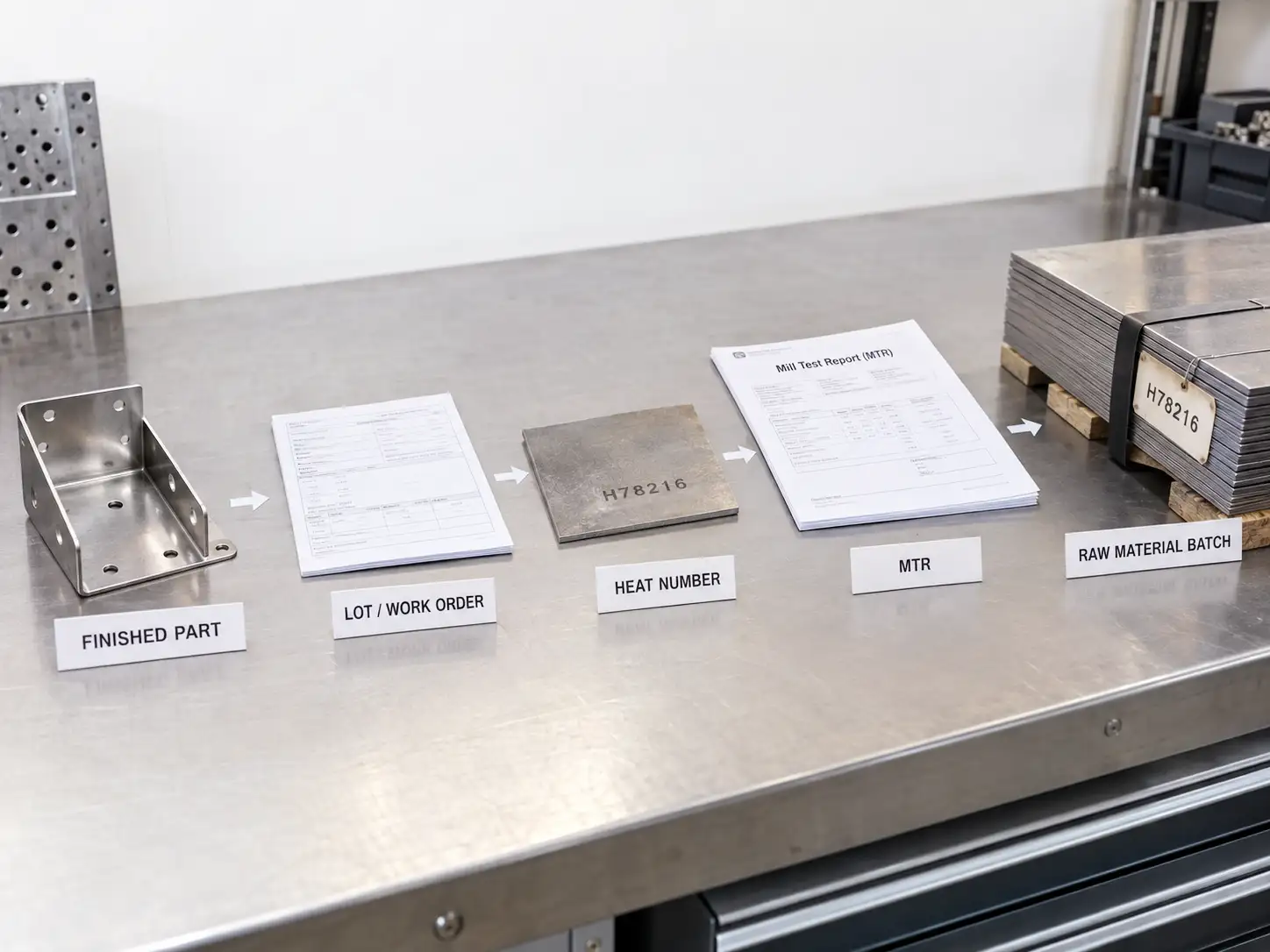 Materialrückverfolgbarkeit vom fertigen Blechbauteil zurück zur Rohmaterialcharge